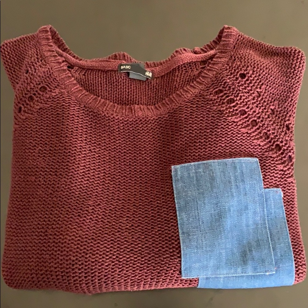 😈 Purple Knit Sweater w/Denim patches 😈